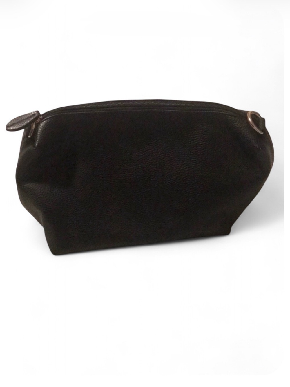 Black Vegan Leather Toiletry Makeup Bag Clutch